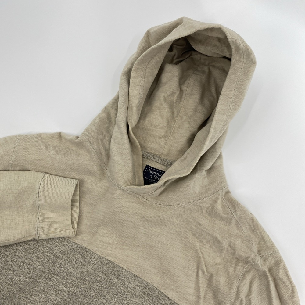 Abercrombie Fitch Hoodie Mens XXL Tan Colorblock Preppy Minimalist Neutral 2XL